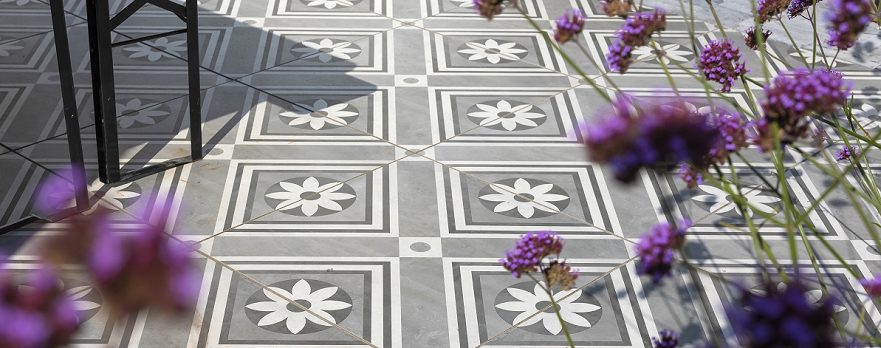 GeoCeramica Concreet Flower Decorate 60x60 cm