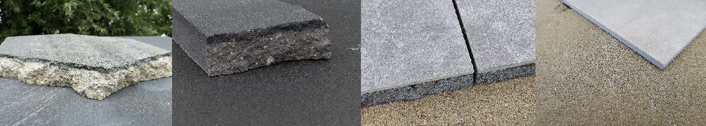 GeoSteen doorsnee, Keramische tegel met onderlaag, keramische tegel 3 cm dik