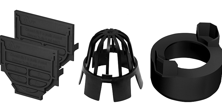 ACO Hexaline set eindplaten, onderuitloop en bladkorf