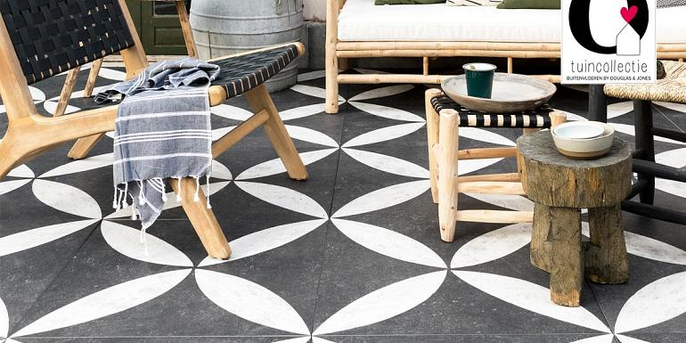 Solostone vtwonen Decoren Belgian Stone Flower White 70x70x3,2 cm