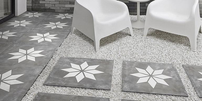 GeoCeramica Blooming Black Base 60x60x4 cm