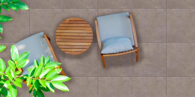 Outdoor Keramiek Tegel Uni Greige 60x60x3 cm