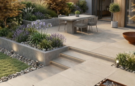 Outdoor Keramiek Tegel Uni Taupe 60x60x3