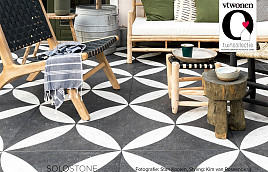 Solostone vtwonen Decoren Belgian Stone Flower White 70x70x3,2 cm